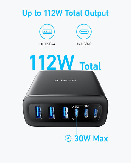 112W Anker 6-Port Fast Charging Station