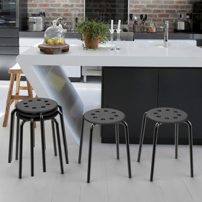 Yaheetech 5-Pack Black Round Plastic Stools