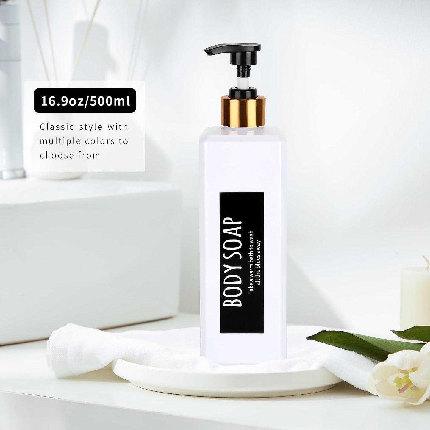 3-Piece Pump Bottle Set for Shampoo & Soap