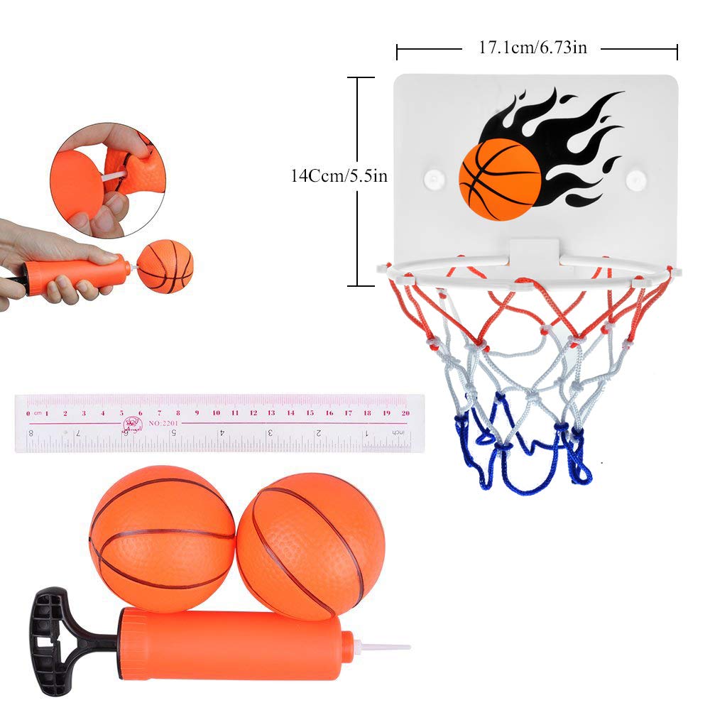 SEISSO Basketball Hoop Bath Toys for for Toddler, Kids Basketball Hoops for Game Sport, 2 Soft Ball & Pump, Upgrade Suction Cup