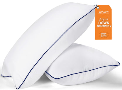 MZOIMZO Bed Pillows for Sleeping- Medium Firm, Queen Size Set of 2, Cooling Hotel Quality with Premium Soft Down Alternative Fill for Back, Stomach or Side Sleepers, 45×70CM
