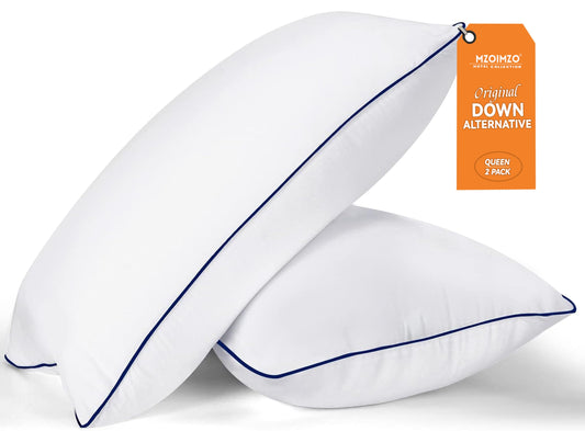 MZOIMZO Bed Pillows for Sleeping- Medium Firm, Queen Size Set of 2, Cooling Hotel Quality with Premium Soft Down Alternative Fill for Back, Stomach or Side Sleepers, 45×70CM