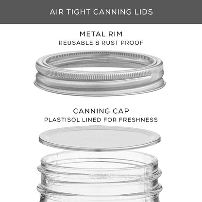 16 Oz Mason Jars 6-Pack with Lids & Labels