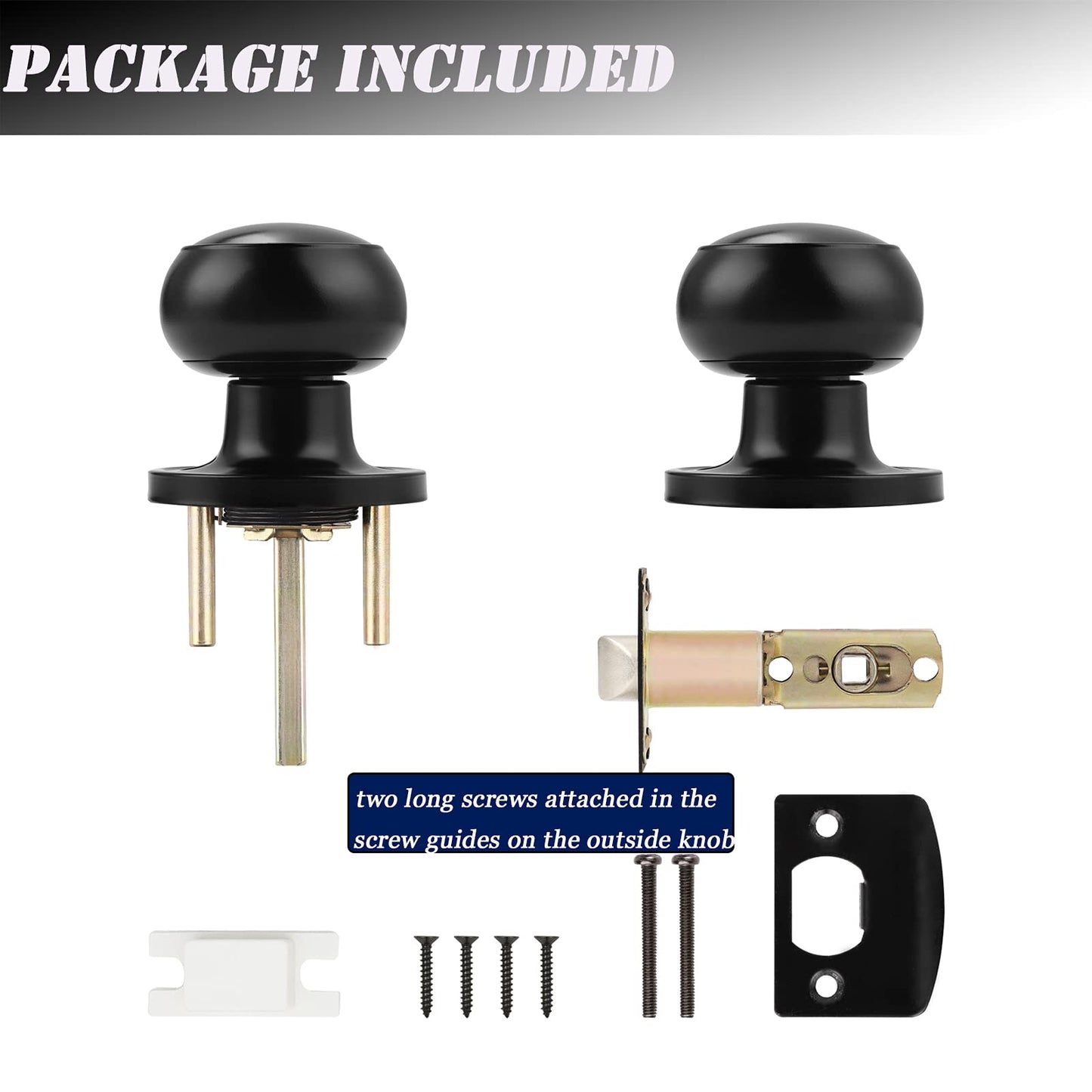 Probrico Round Passage Door Knobs - Black Finish