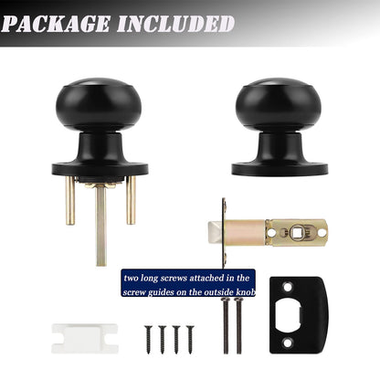 Probrico Round Passage Door Knobs - Black Finish