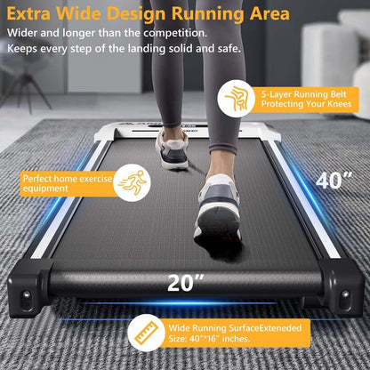 AIRHOT Under Desk Treadmill, Walking Pad 2 in 1 for Walking and Jogging, Portable Walking Treadmill with Remote Control Lanyard for Home/Office, 2.5HP Low-Noise Desk Treadmill in LED Display