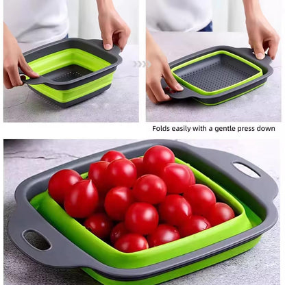 3 Pack Silicone Collapsible Colanders for Easy Storage