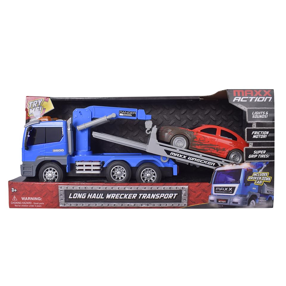 Maxx Action Long Hauler Wrecker with Car