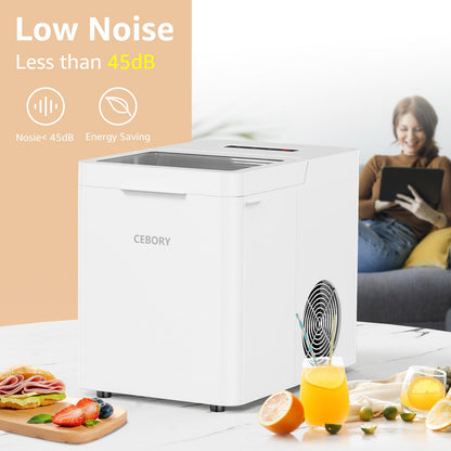 CEBORY Countertop Ice Maker, 9Pcs/6Mins, 36Lbs/24Hrs, Self-Cleaning Ice Machine with 2 Ice Scoop and Basket, One-Click Operation 2 Sizes of Bullet Ice, Portable Ice Maker for Home/Kitchen/Office/Bar