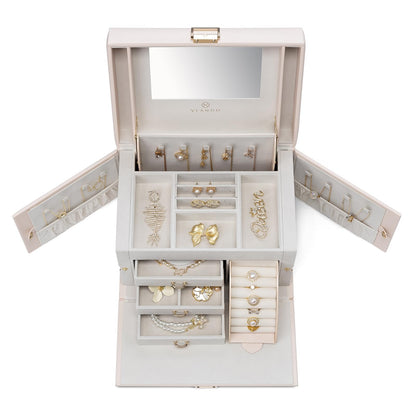 Vlando Pink Leather Jewelry Box Organizer