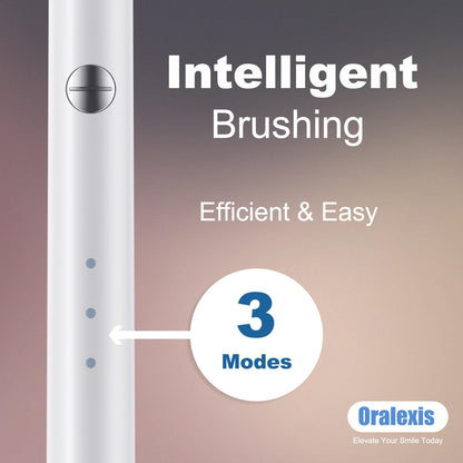 ORALEXIS Electric Toothbrush for Adults and Kids, with Tongue Scraper and 8 Brush Heads, One Fast Charge Last 120 Days, 40000 VPM Deep Clean, Sonic Travel Toothbrush - White