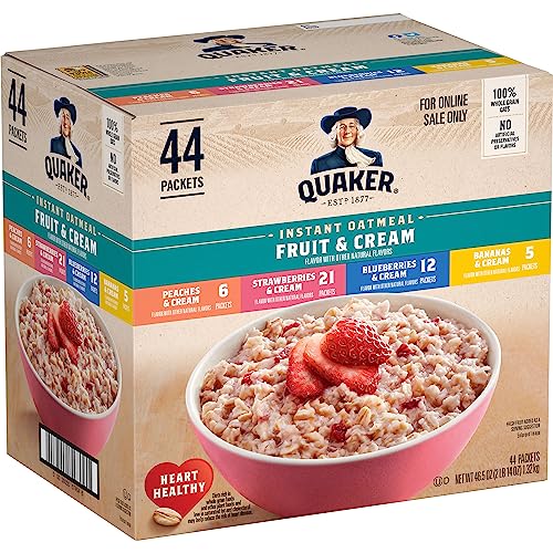 44 Pack Quaker Instant Oatmeal Fruit & Cream Variety