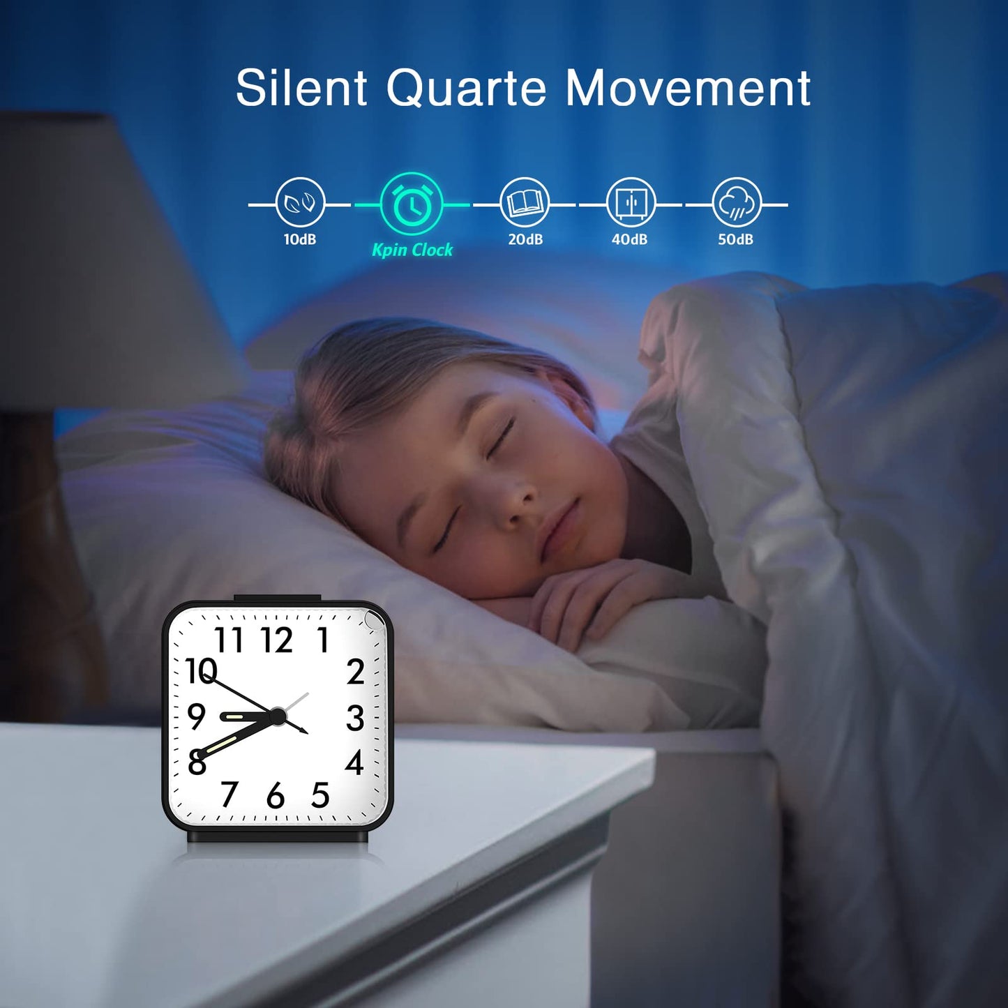 Battery Operated Analog Alarm Clock with Snooze