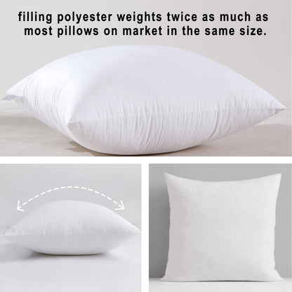 HITO 18x18 Pillow Inserts (Set of 4, with Pillow Covers Beige)-Down Alternative Throw Pillows White for Couch Bed Sofa