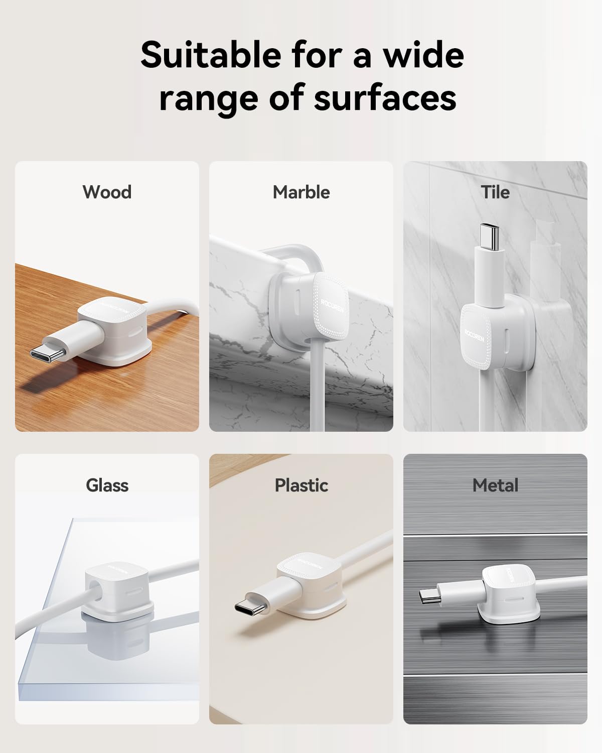 6-Pack Magnetic Cable Clips for Desk Organizer