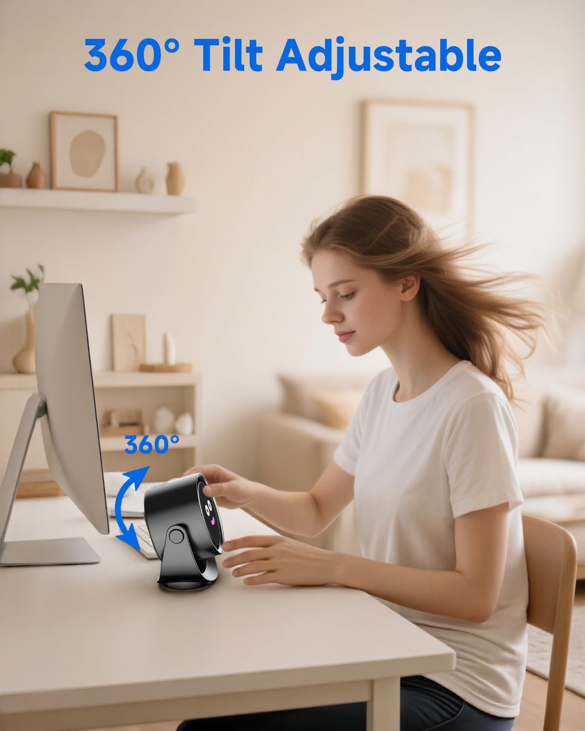 Portable Desk Fan with 5-Speed Strong Airflow