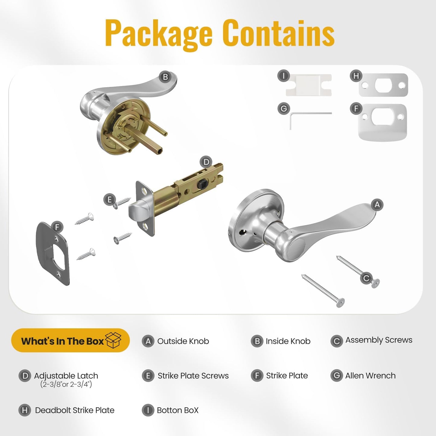 HOSOM 6 Pack Door Handle Interior Passage Door Levers No Locking Hallway Closet Doors Knobs Handle Set Keyless Wave Style Lever Door Handles Satin Nickel Door Knob