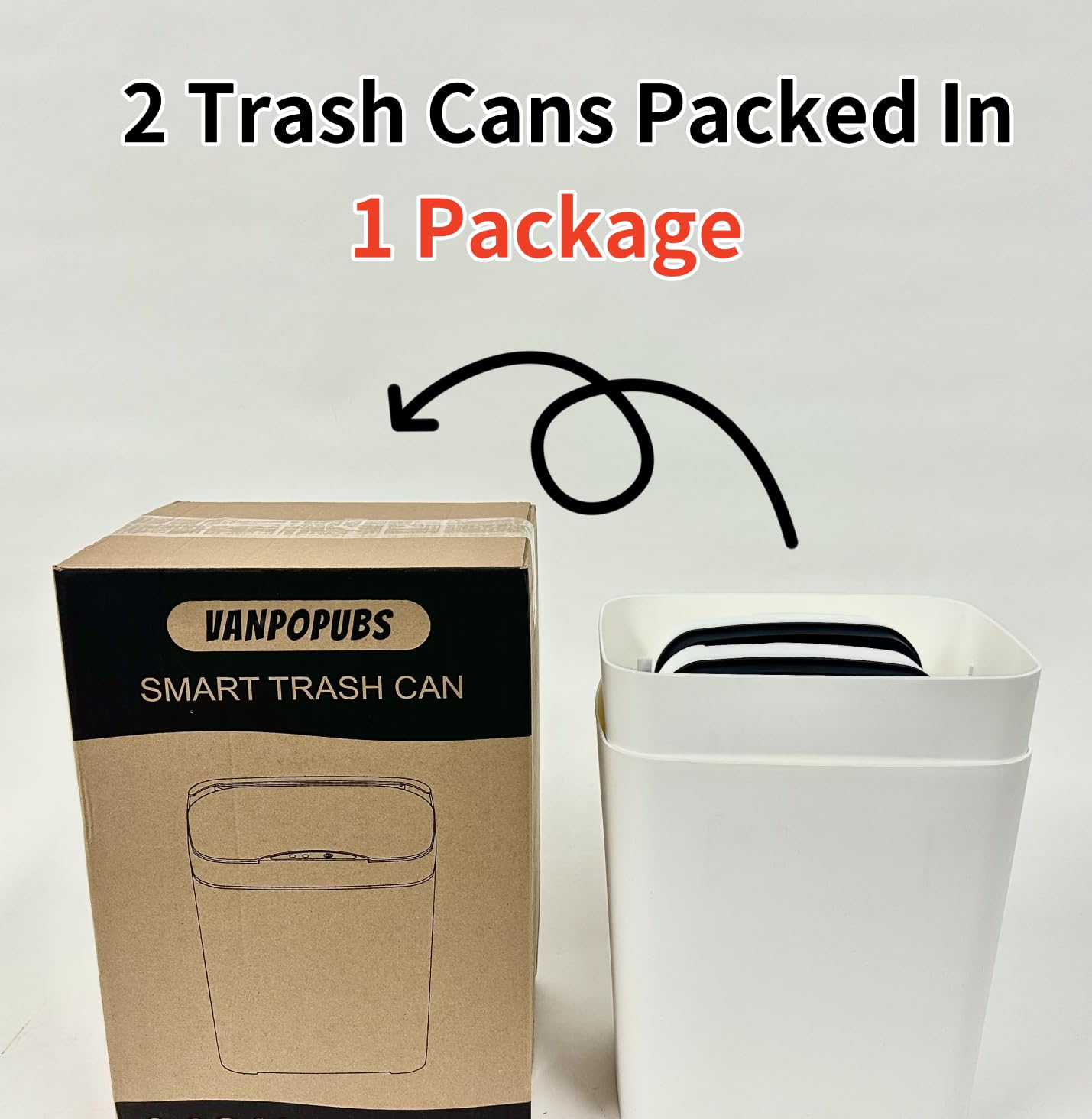 2 Pack Touchless Bathroom Trash Cans