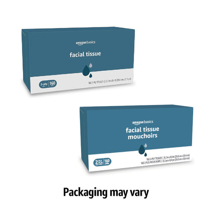 Amazon Basics 2-Ply Facial Tissues, 640 Total