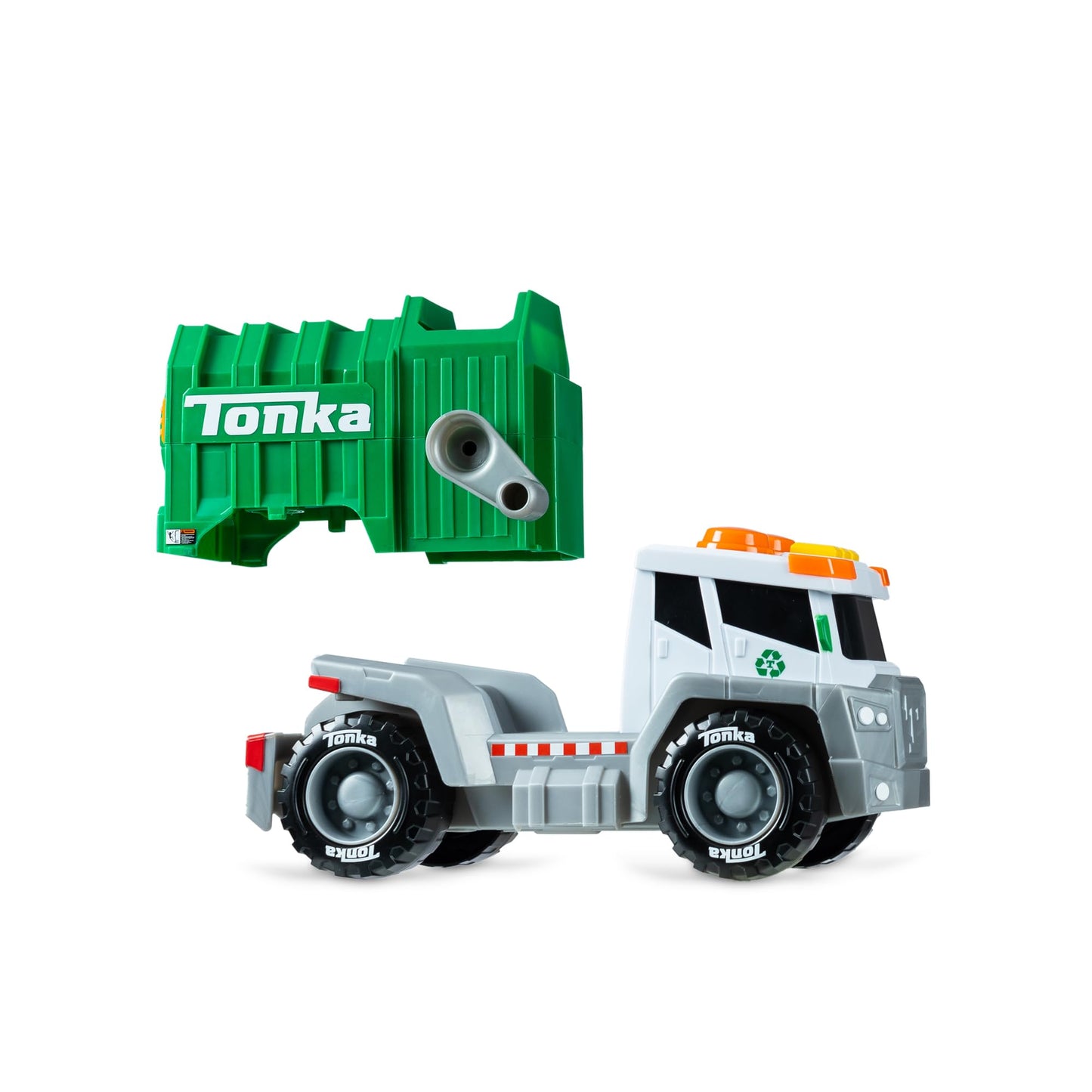 Tonka, Crank and Haul Garbage Truck- Made with Sturdy Plastic, White and Green Kid Powered Toy Construction Truck, Ages 3+ Boys and Girls, Kids, Toddlers, Christmas Birthday Gifts
