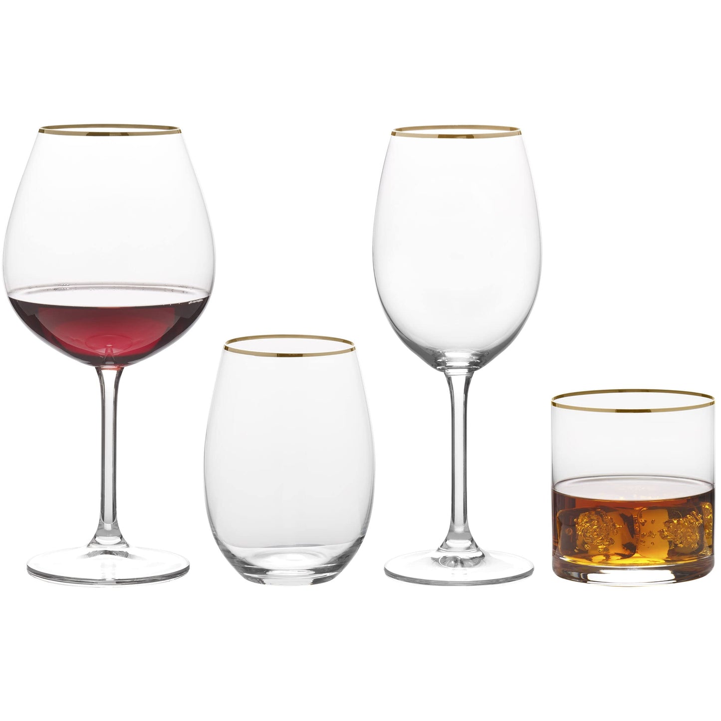 Mikasa Julie Gold Set of 4 White Wine Glasses, 16.5-Ounce, Clear