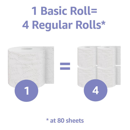 Amazon Basics 2-Ply Toilet Paper, 30 Rolls = 120 Regular Rolls, 350 Sheets, (Pack of 30), Unscented