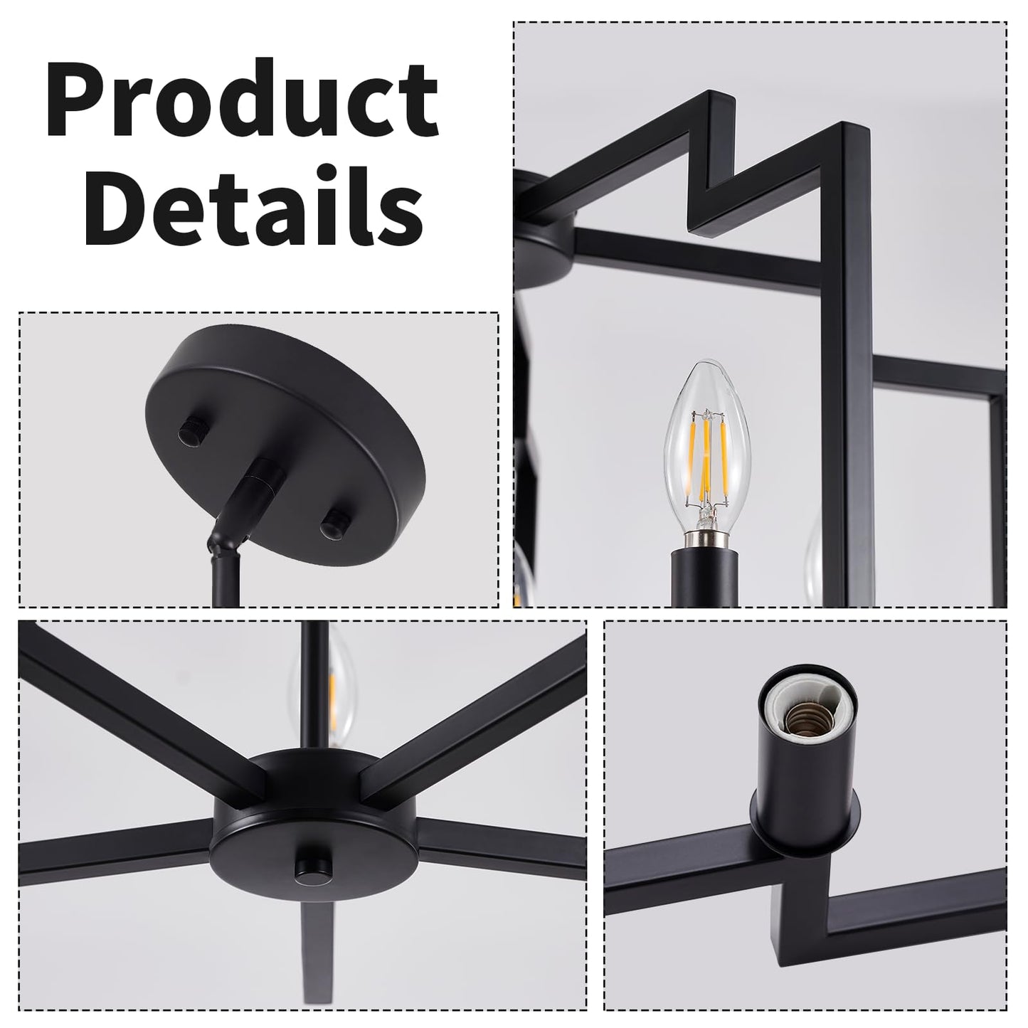 Modern 5-Light Black Chandelier for Home