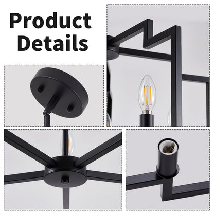 Modern 5-Light Black Chandelier for Home