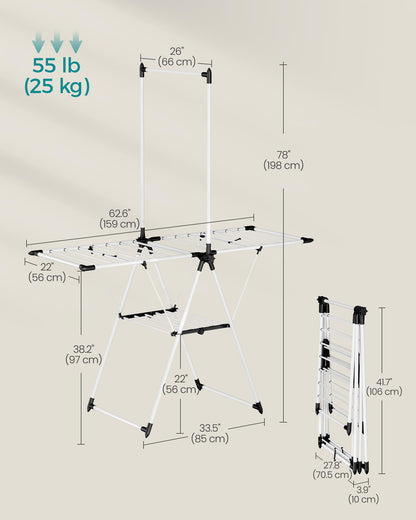 SONGMICS Foldable 2-Level Laundry Drying Rack
