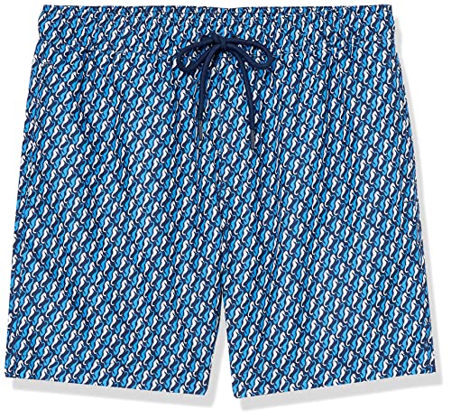 Amazon Essentials Men's 7" Quick-Dry Swim Trunk, Blue Seahorse, Small