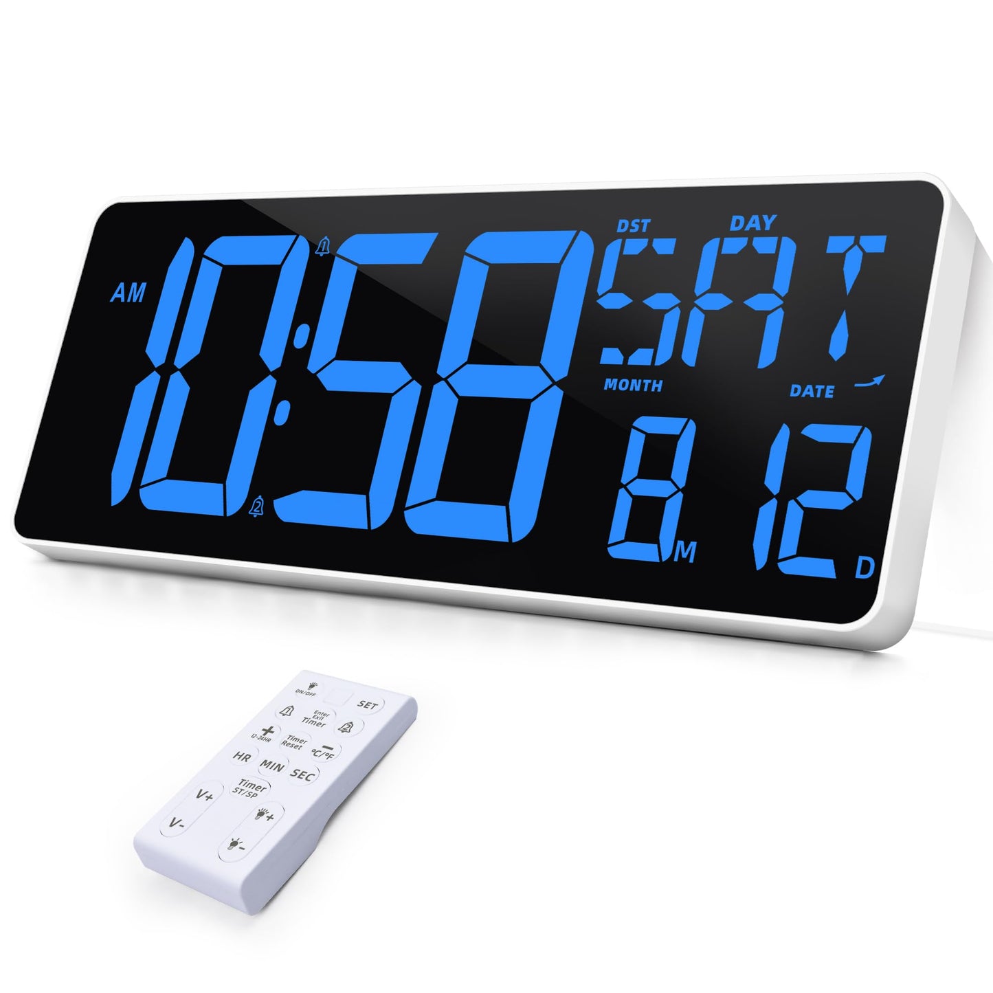 TXL 13-Inch Digital Wall Clock with Remote