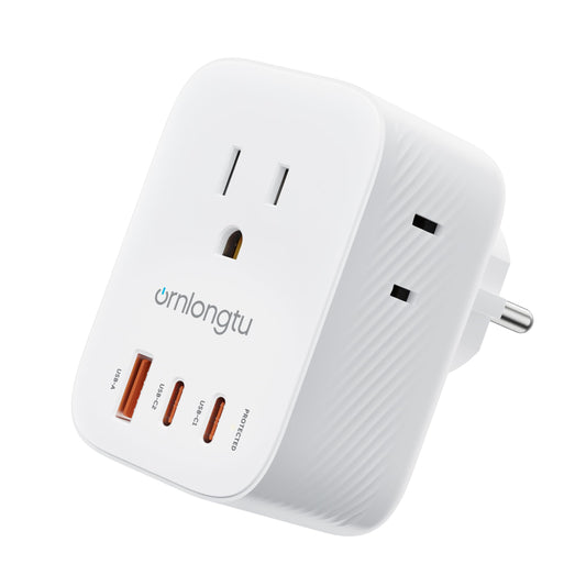 US to Europe Travel Plug Adapter with USB Ports