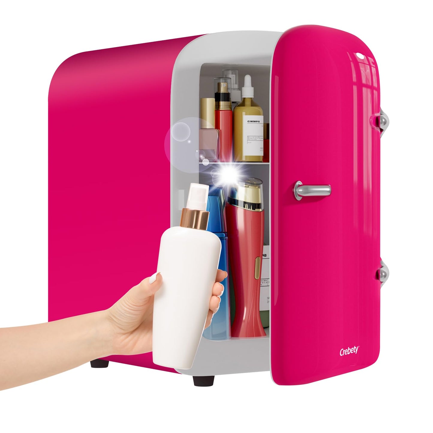Skincare fridge - mini fridge refrigerator 4 Liter/6 Can Capacity, Cooler and Warmer, for Refrigerating Makeup, Skin care and Food, Mini Fridge for Bedroom, Office and Car, Pink