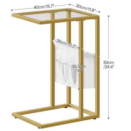 HOOBRO C Shaped Glass End Table Set of 2