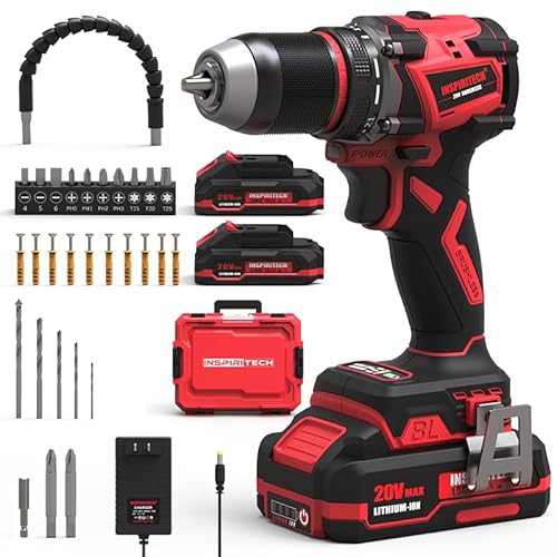 20V Cordless Brushless Drill Set, 2 Batteries