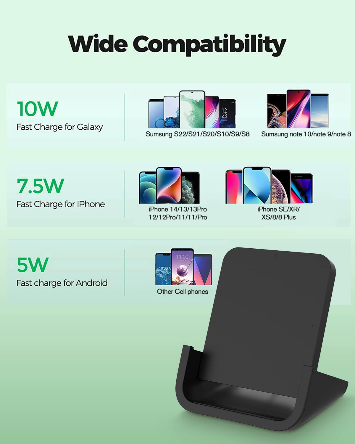 YUWISS Wireless Charging Stand for iPhone & Galaxy