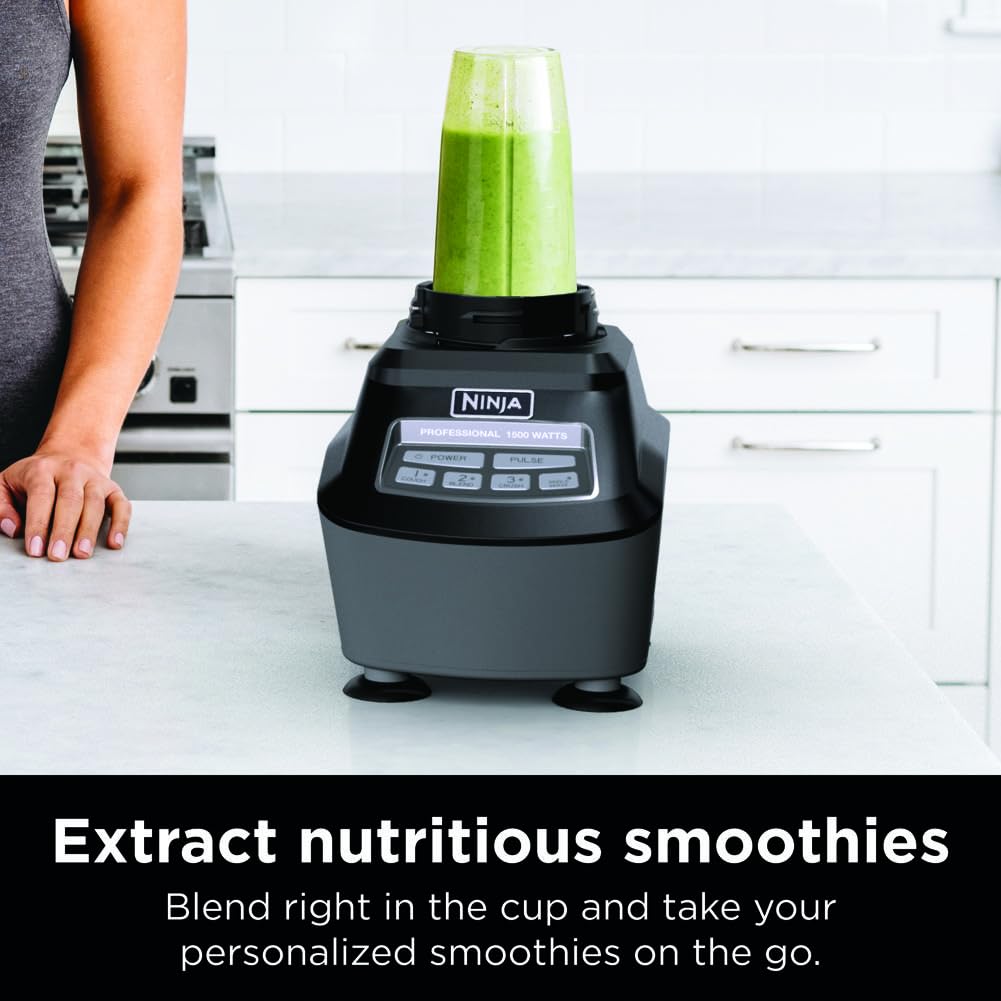 Ninja BL770AMZ Mega Kitchen System, 72 oz. Pitcher, 8-Cup Food Processor, 16 oz. Single Serve Cup, 1500-Watt, Black