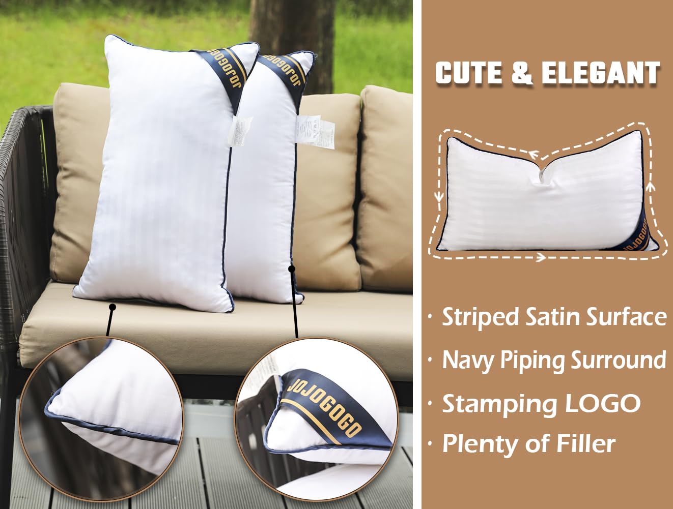 Set of 4 Waterproof Lumbar Pillow Inserts