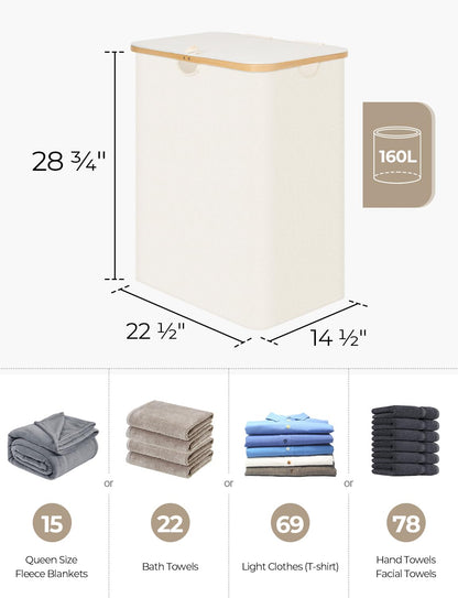 Large Laundry Hamper with Lid and Removable Bags