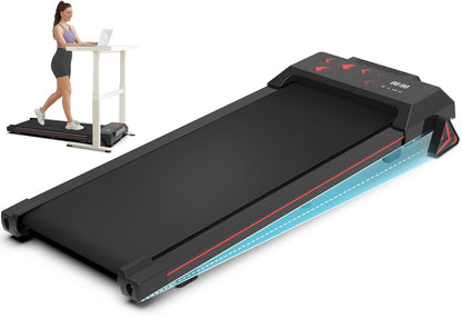 Redliro Walking Pad with Incline, Under Desk Treadmill for Home, Compact Walking Pad for Small Space, Portable Treadmill with Remote Control & Free Installation (Black)