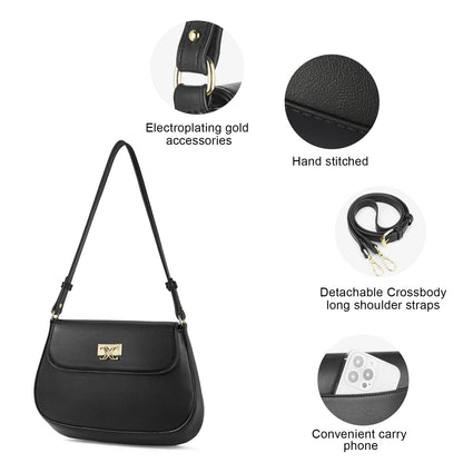 CLUCI Small Leather Shoulder Bag with Zipper