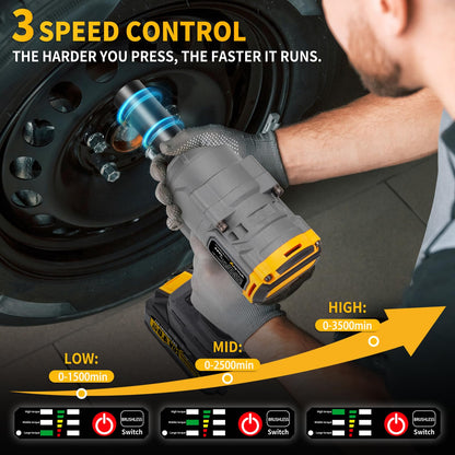 1300Nm Cordless Impact Wrench with Battery & Case