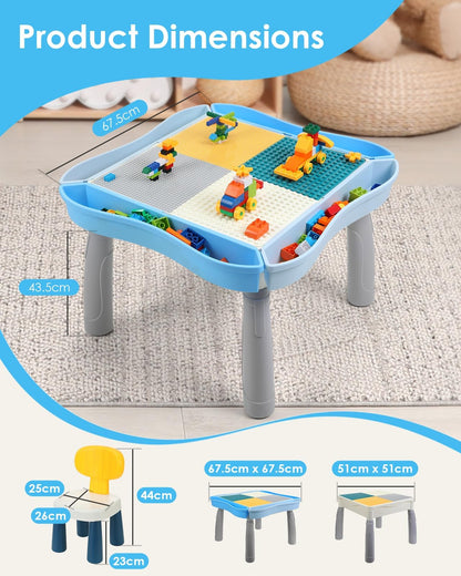 Kids Activity Table with 320Pcs Building Blocks