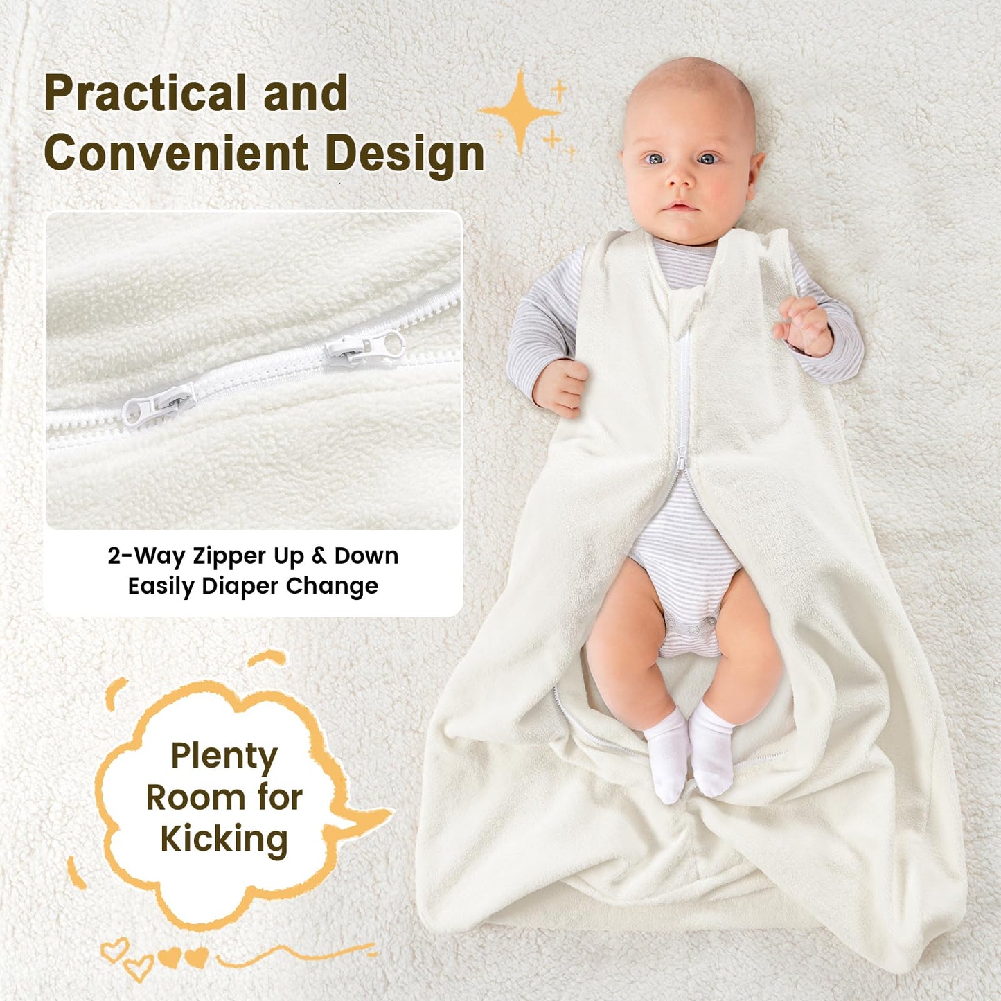 PHF 3-Pack Micro-Fleece Baby Sleep Bags