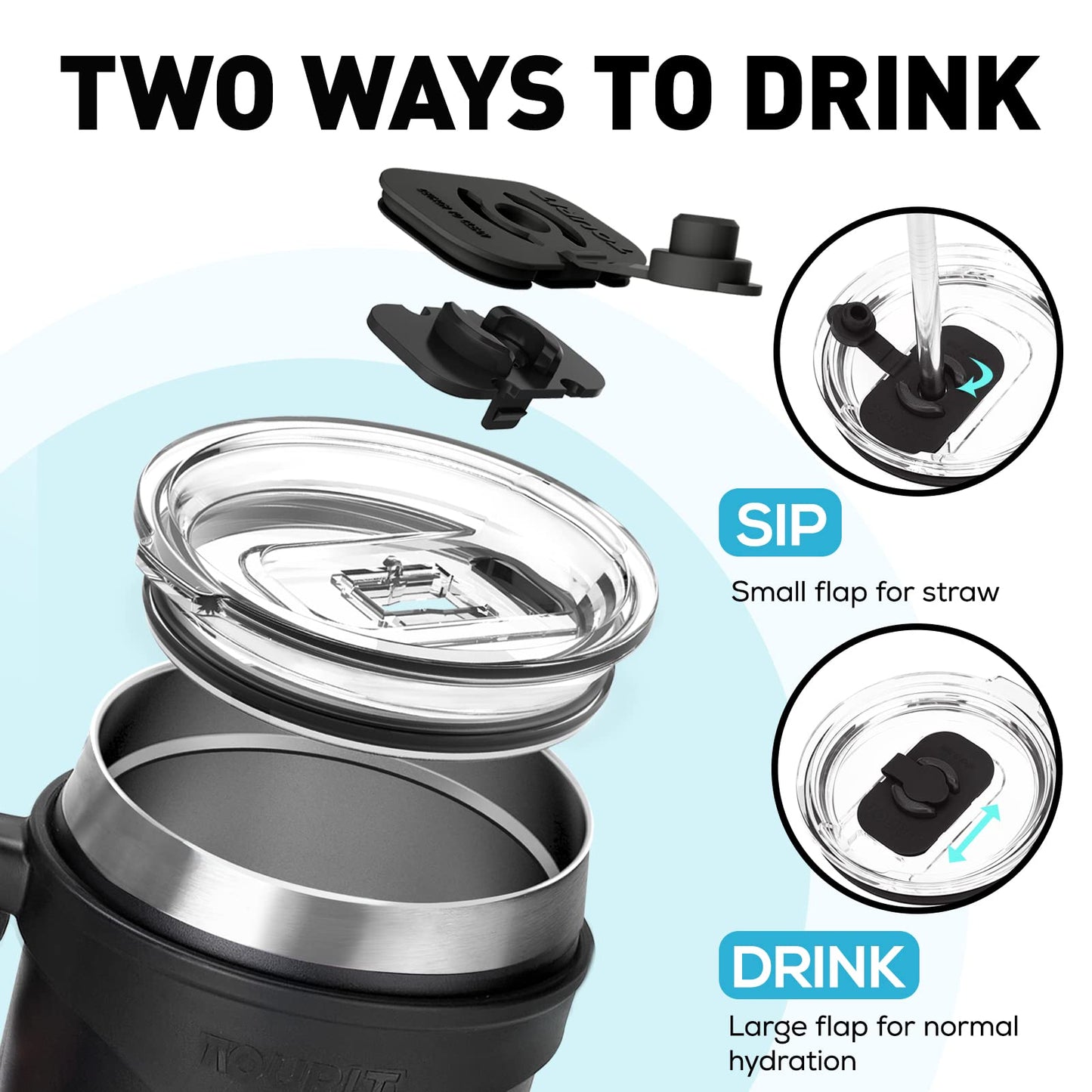 TOURIT 40 oz Insulated Tumbler with Straw