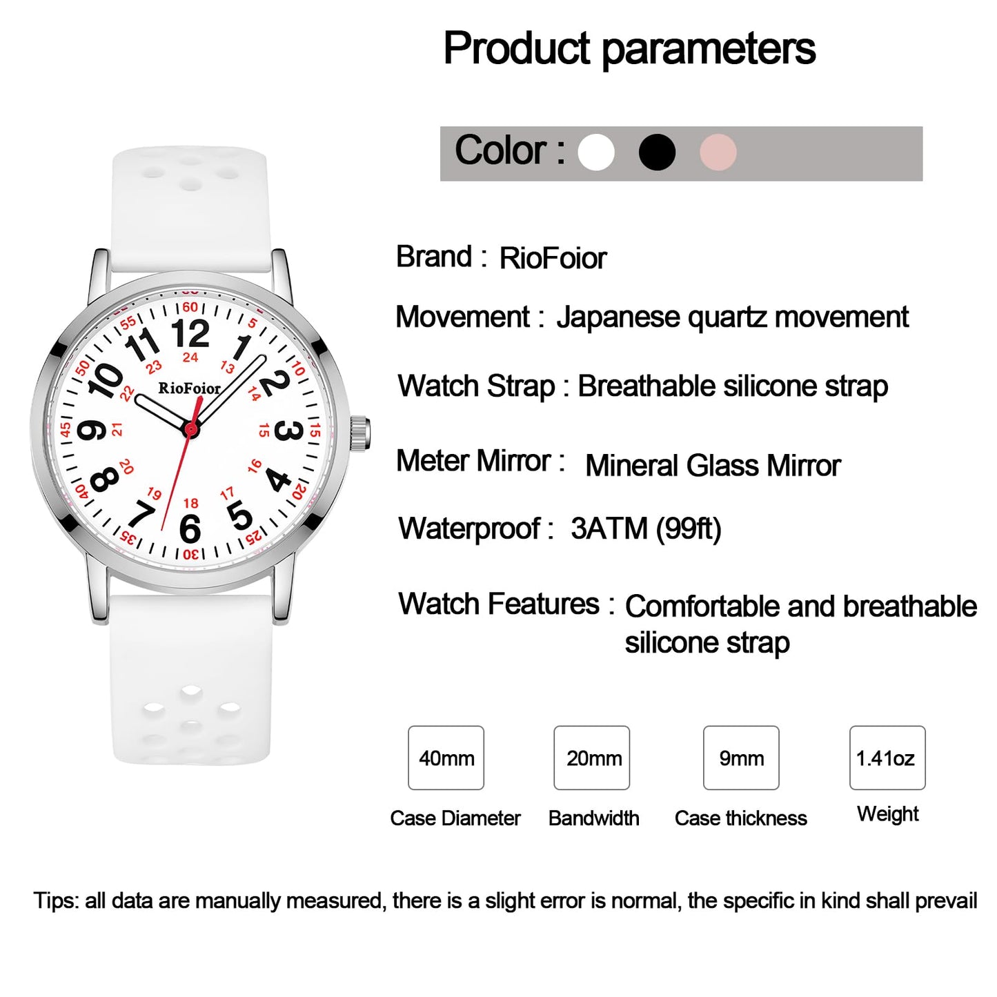 Nurse Watch with Second Hand and Waterproof Design