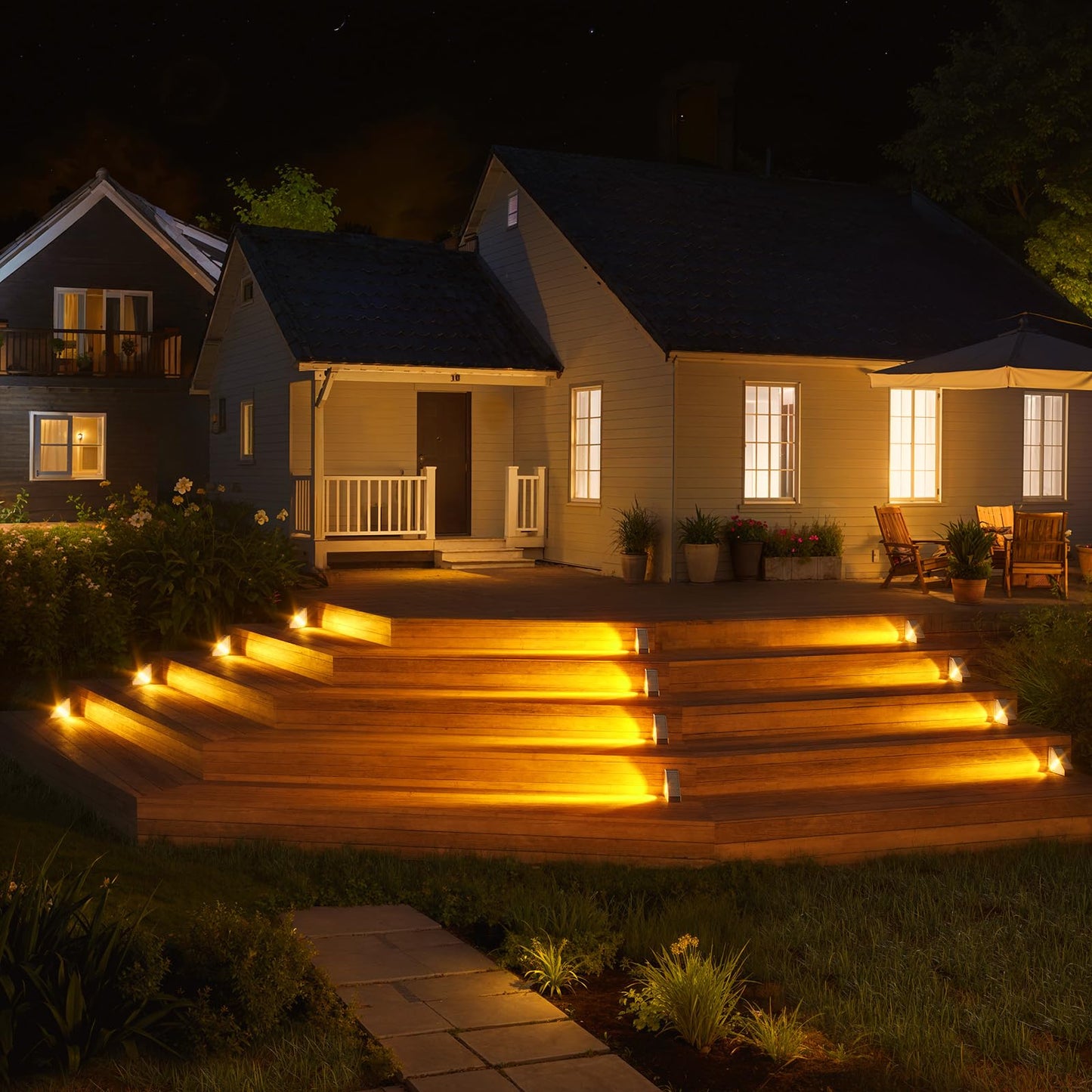 KINKAI Solar Step Lights, 10 Pack Outdoor Lighting