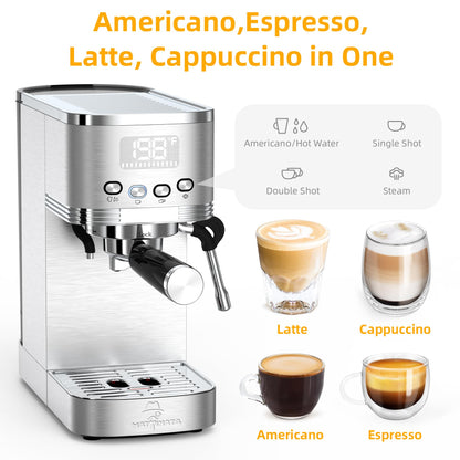 Espresso Machine with Milk Frother and Hot Water
