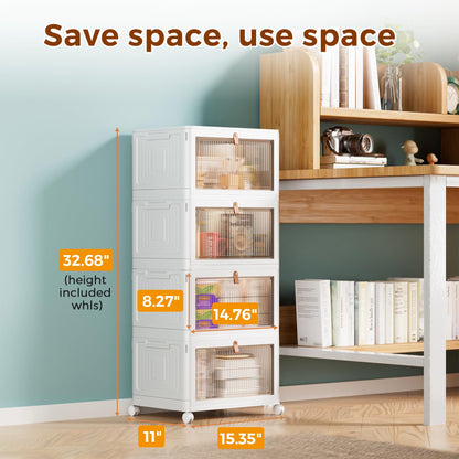 4-Tier Stackable Storage Bins with Wheels