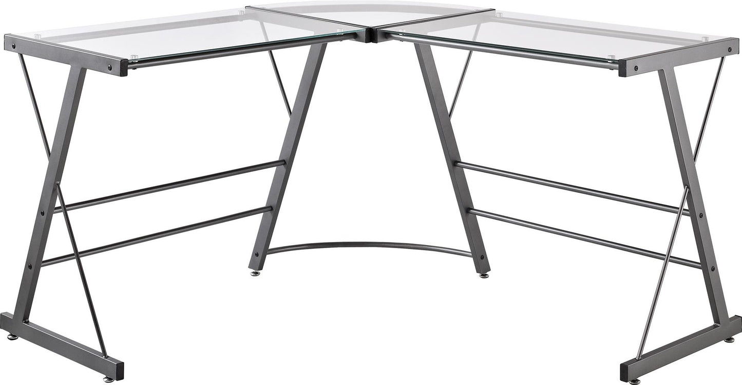 Ameriwood Home Odin Glass L-Shaped Computer Desk, Gray